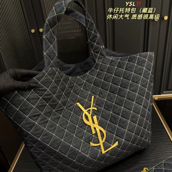 YSL Denim Tote Bag Shoulder Bag - Image 1