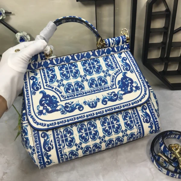 Dolce & Gabbana Blue And White Porcelain Handle Bag - Image 1